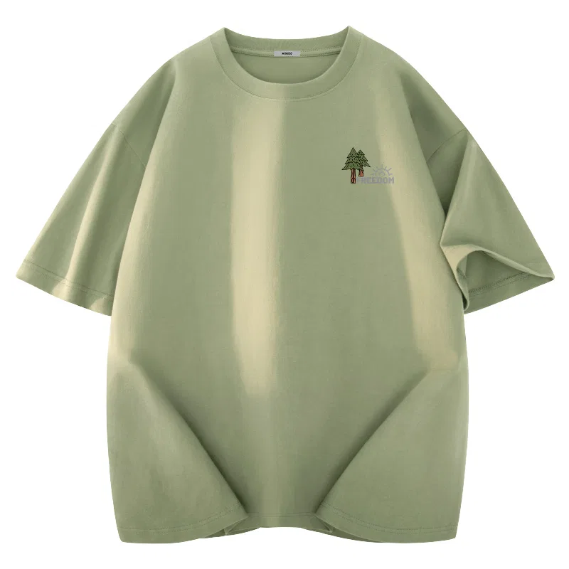 Футболка детская с принтом Ma Camping Sticker Chest Logo MINISO, Palm Green