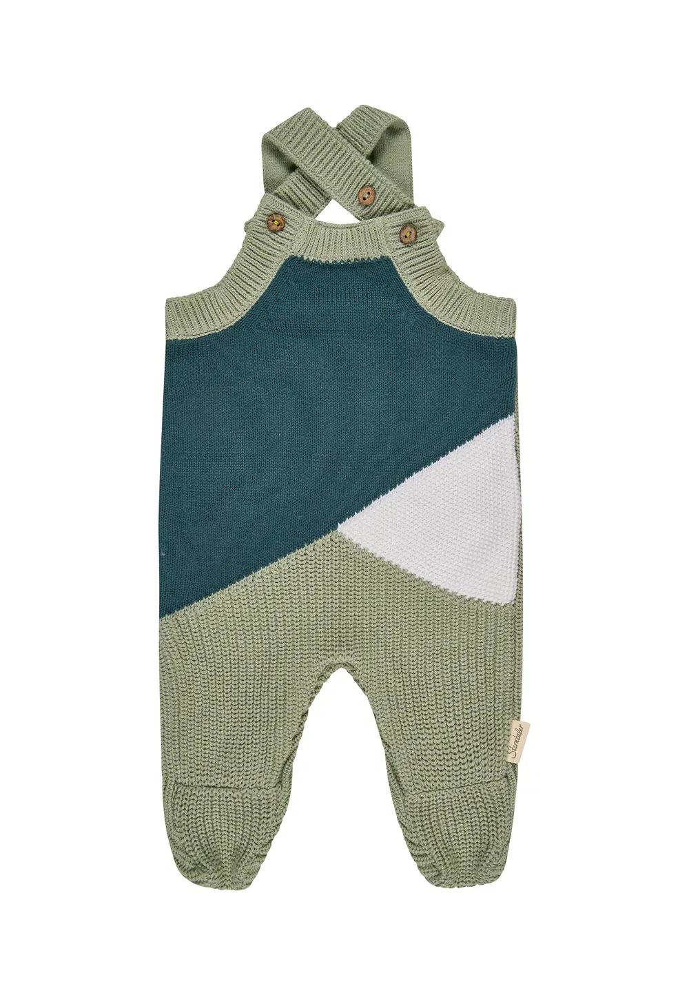 Шорты Strickstrampelhose Colorblock mit Knöpfen An Trägern und Schritt унисекс - комбинезон Sterntaler, Pudergrün