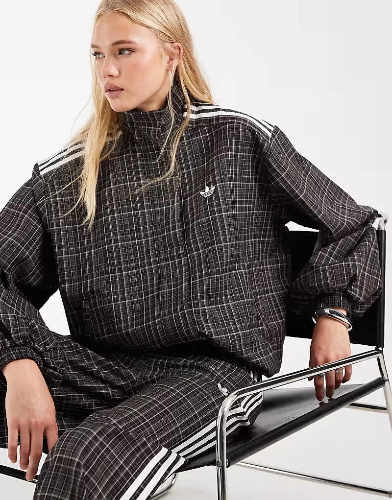 Спортивная куртка Adidas Originals в клетку, ночной коричневый