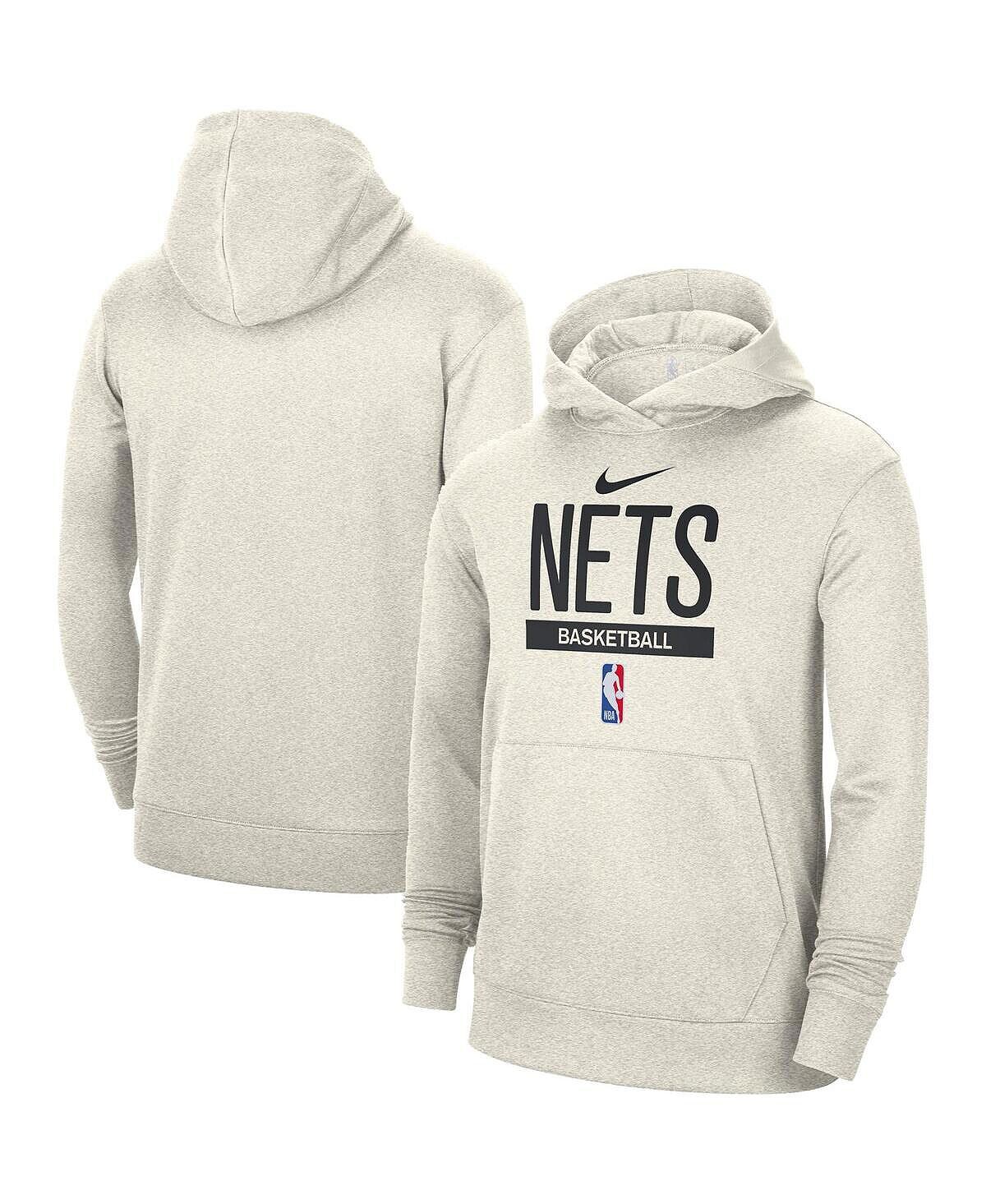 

Мужская кремовая толстовка с капюшоном brooklyn nets 2022/23 spotlight on-court practice performance Nike, кремовый