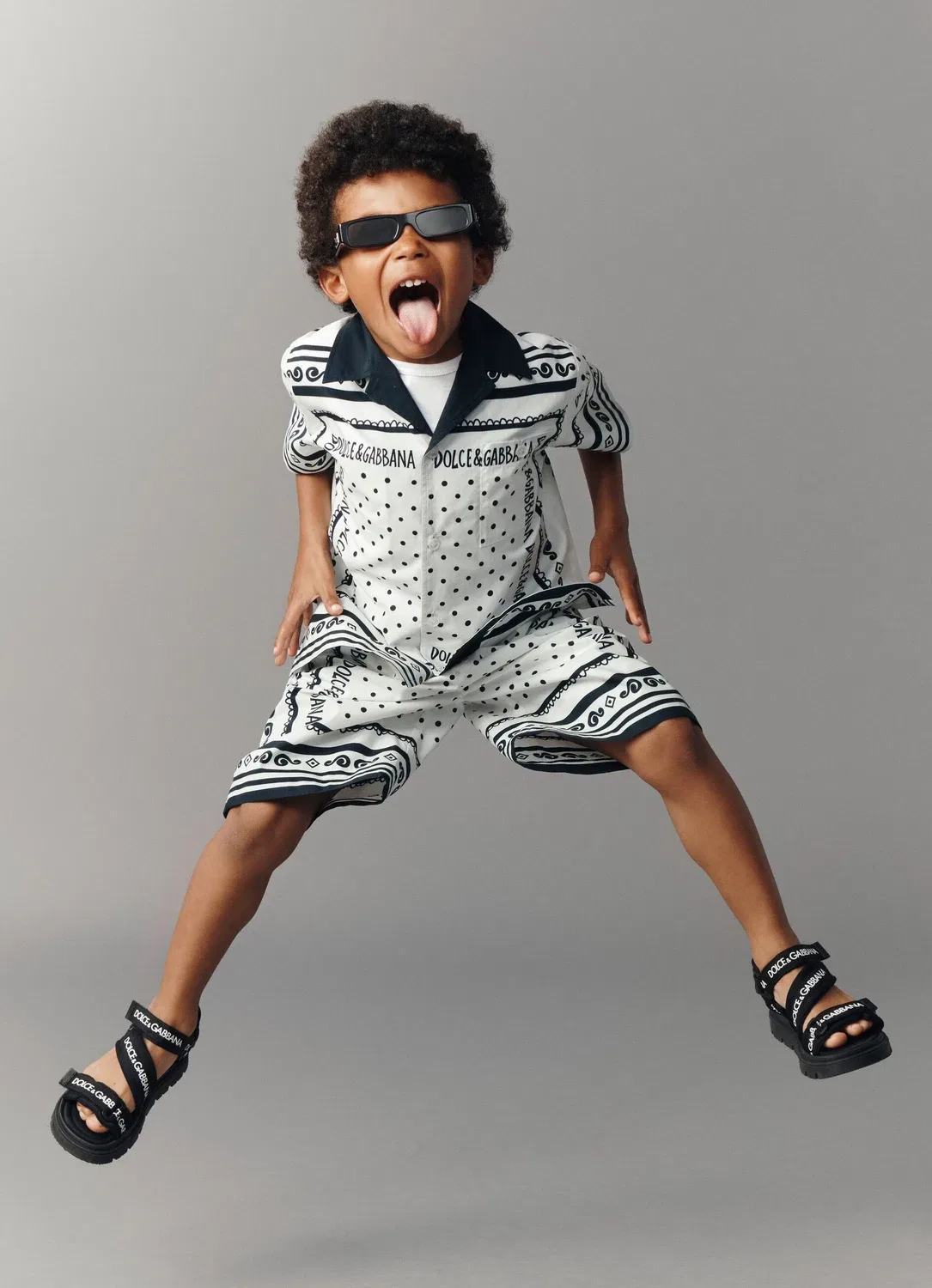 Шорты хлопковые с узором бандана Dolce&Gabbana Kids, белый — фото 4