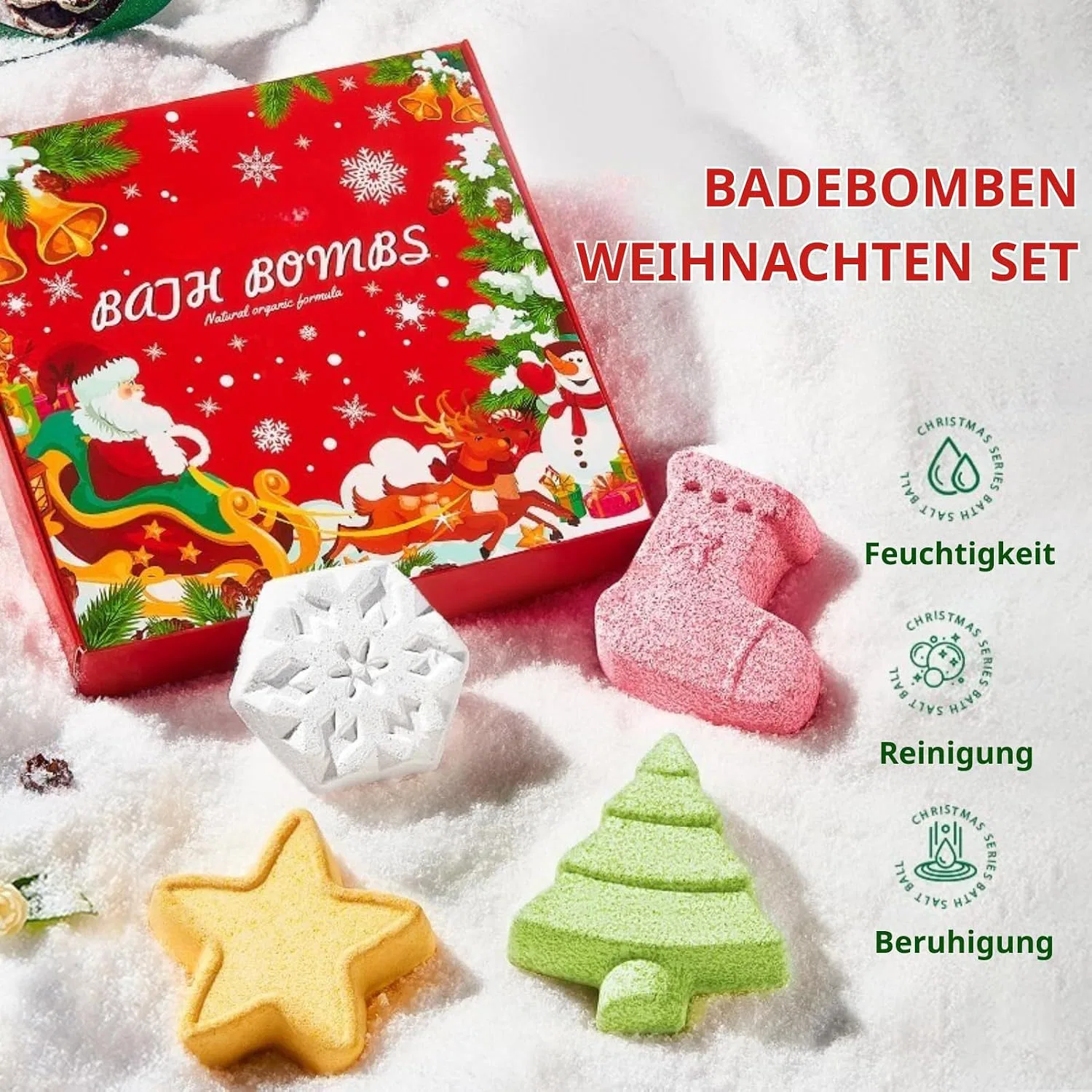 Набор бомбочек для ванны Christmas, UFkeanlo, 4 шт, 480 г — фото 2
