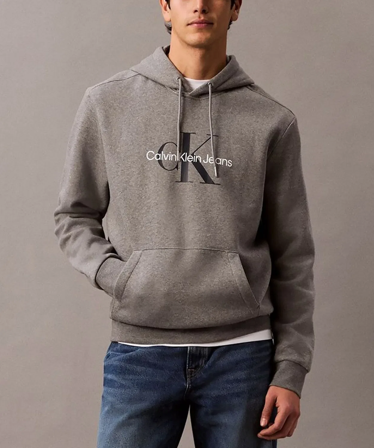 Мужской худи с монограммой Calvin Klein, Серый