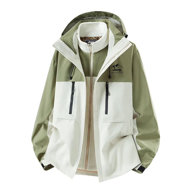 Детская куртка с капюшоном, съемная, утепленная, Jeep, White Khaki — фото 3