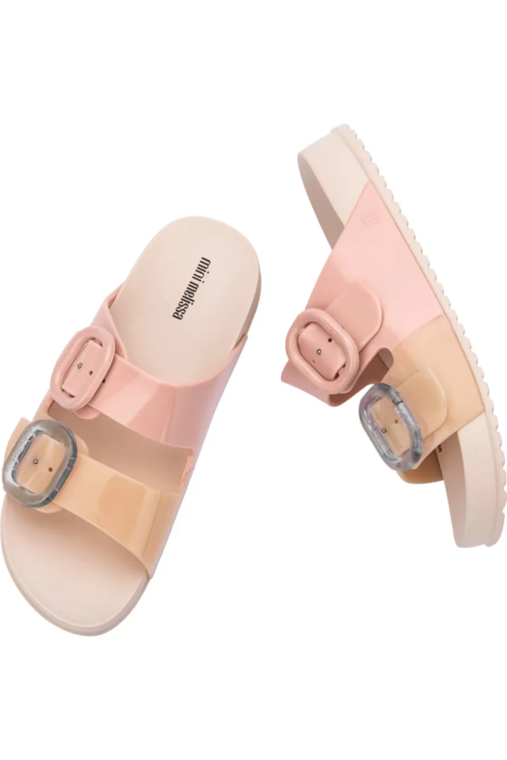 Детские сандалии-слайды с пряжками Mini Melissa, розовый/бежевый — фото 4