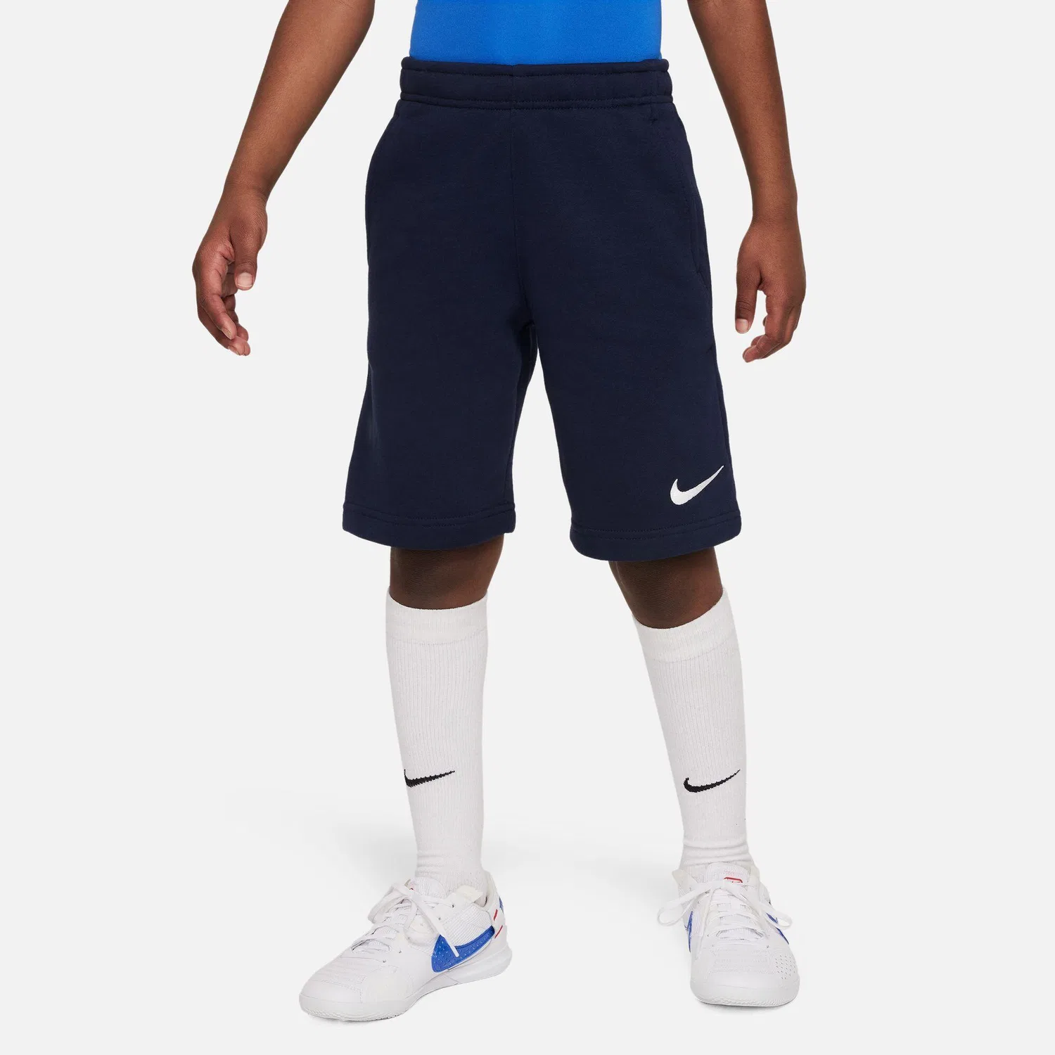 Детские спортивные шорты из флиса Nike Fleece Park 20 Jogger Shorts, Цвет: Dunkelblau / Weiss — фото 3