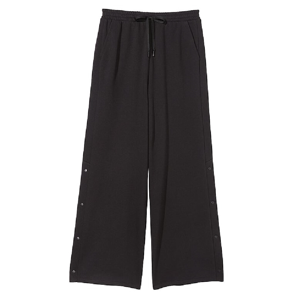 

Спортивные брюки Victoria's Secret Cotton Fleece Wide-Leg Snap Lounge, черный