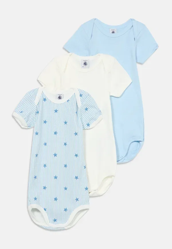 Комплект из 3 боди с коротким рукавом Striped Petit Bateau, Blue/White, белый