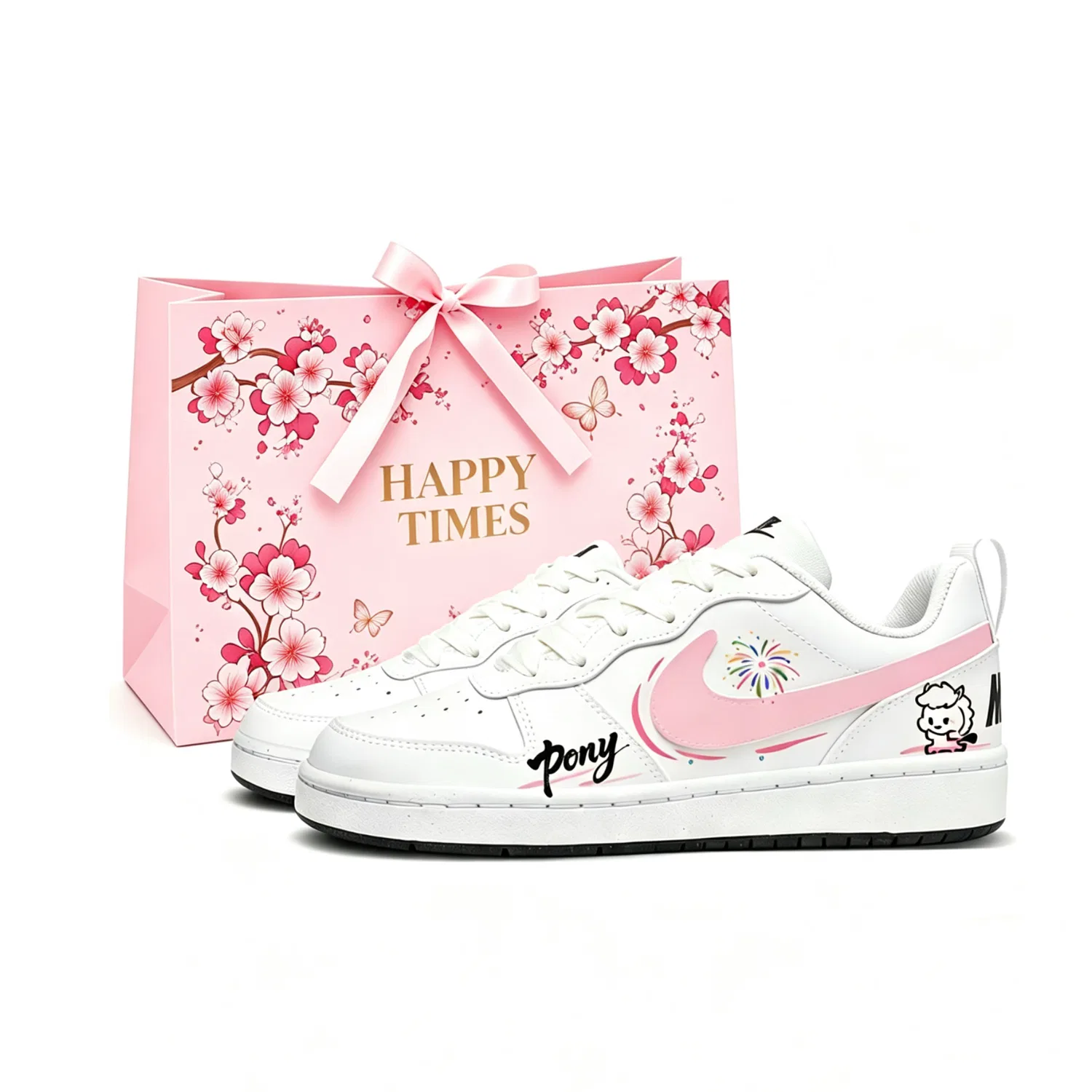 Кроссовки для скейтбординга Court Borough Kids, Nike, Pink White