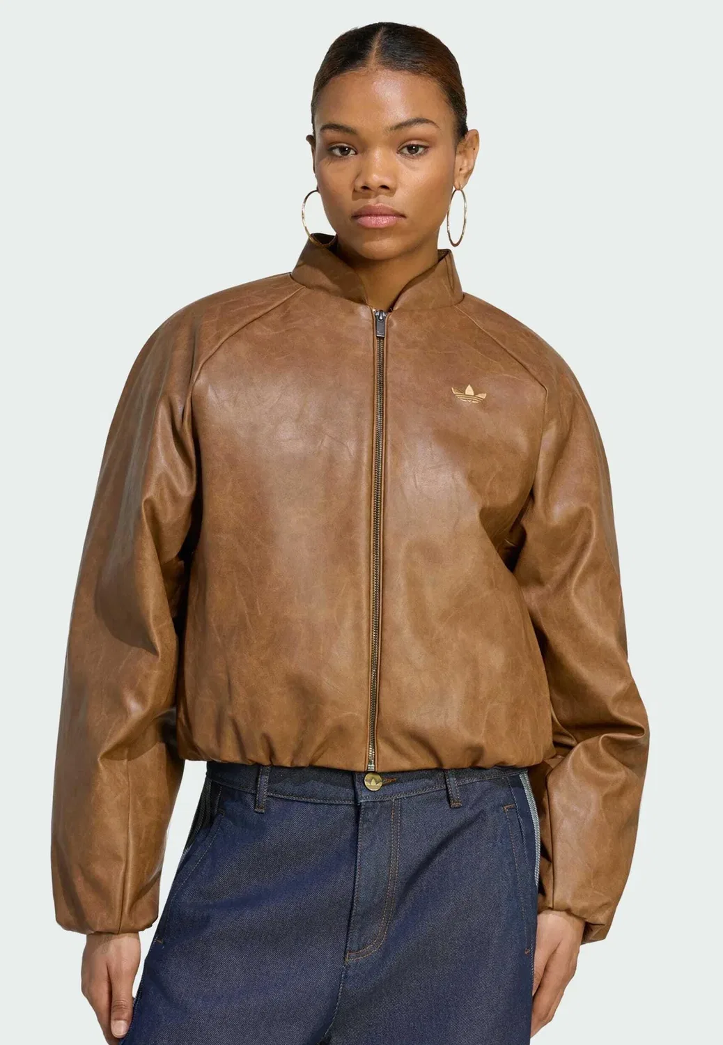 Укороченная куртка SST - куртка из искусственной кожи Adidas Originals, Brown Desert