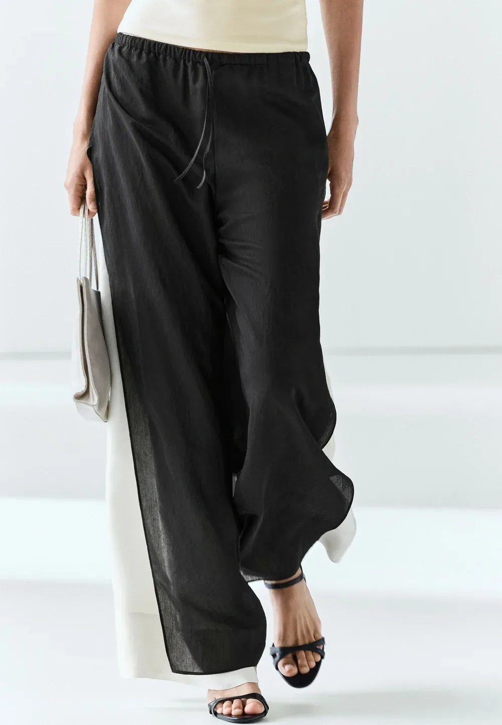 Свободные брюки-комбинезон с широкими штанинами Massimo Dutti, Black