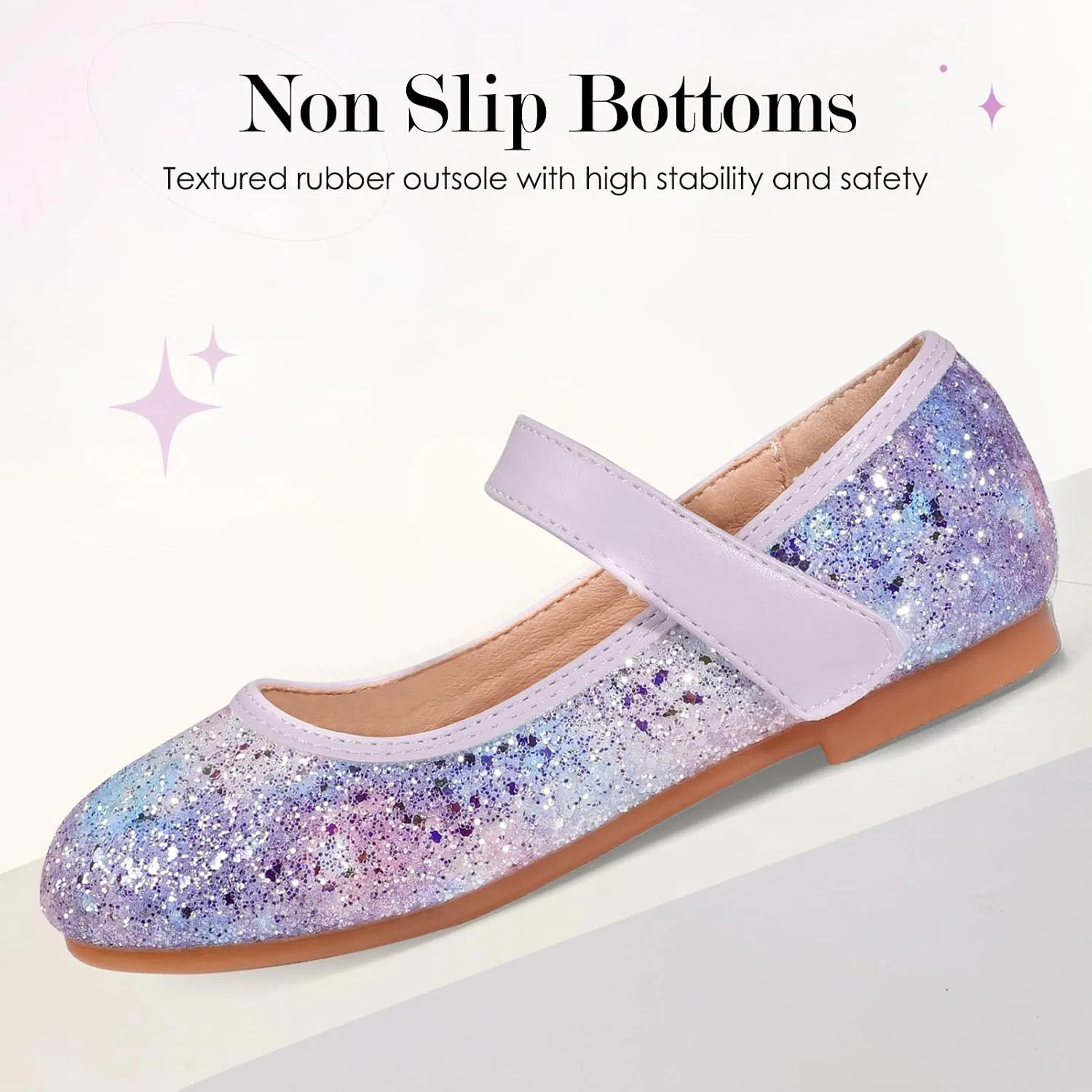 Детские балетки для девочек с блестками Mermaid Glitter Princess Secret Slippers, Mermaid Gradient Purple — фото 4