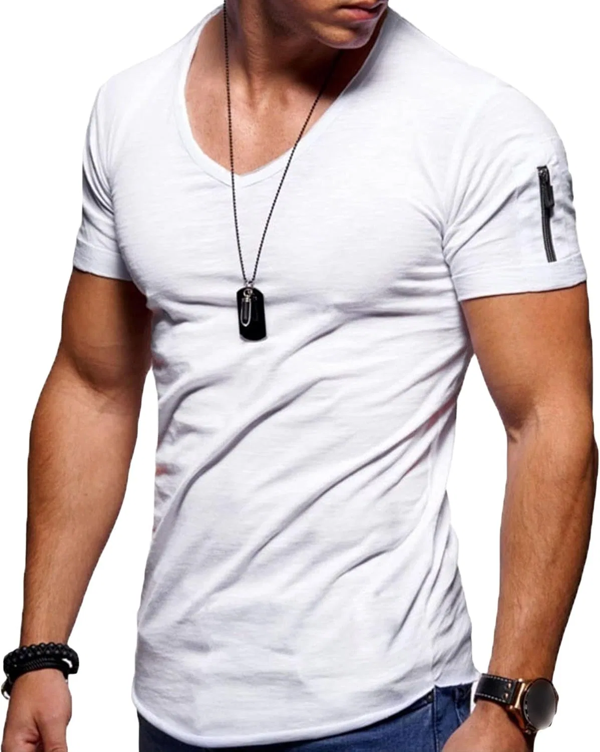 Мужская футболка с V-вырезом Athletic Muscle Slim Fit, White