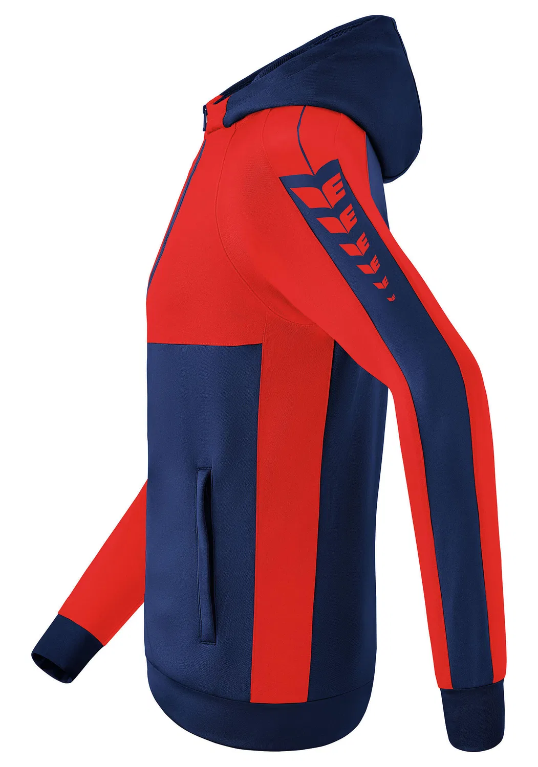 Детская тренировочная куртка с капюшоном Six Wings Erima, Blau Navyblau Rot — фото 3