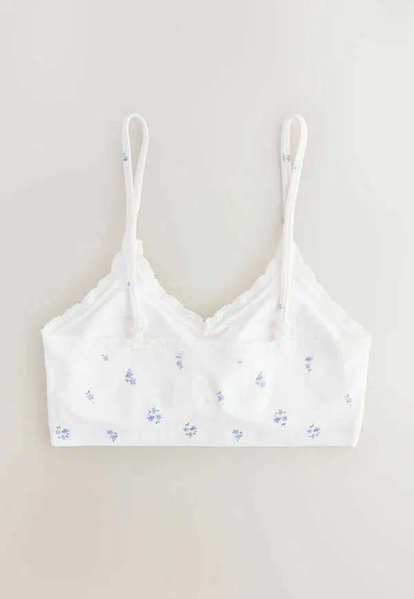 Топ с цветочным принтом Regular fit - seamfree strappy crop top, Next, White, белый/синий — фото 4