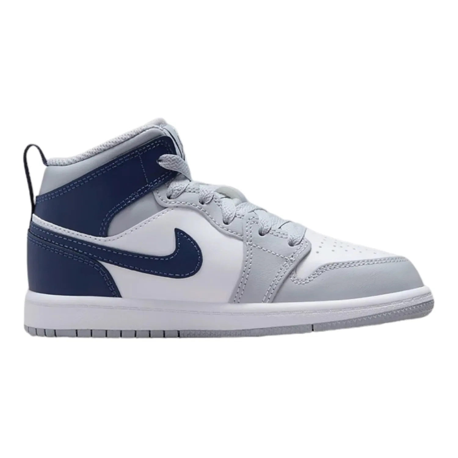Детские кроссовки для мальчиков с высоким берцем Jordan 1 Mid SE Craft PS NIKE, Bianco Midnight Navy Wolf Grey — фото 2