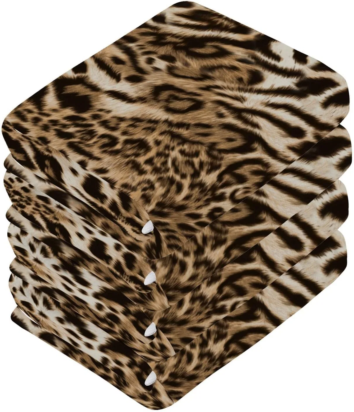 Набор полотенец для лица ISAOA, 6 шт, 31x31 см, Leopard Print — фото 4