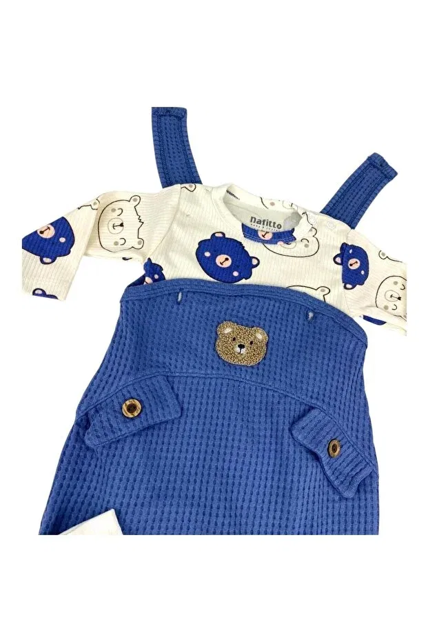 Детский комбинезон для мальчиков с принтом Bear patterned baby boy 3-piece romper set Arin Baby, Navy Blue — фото 3