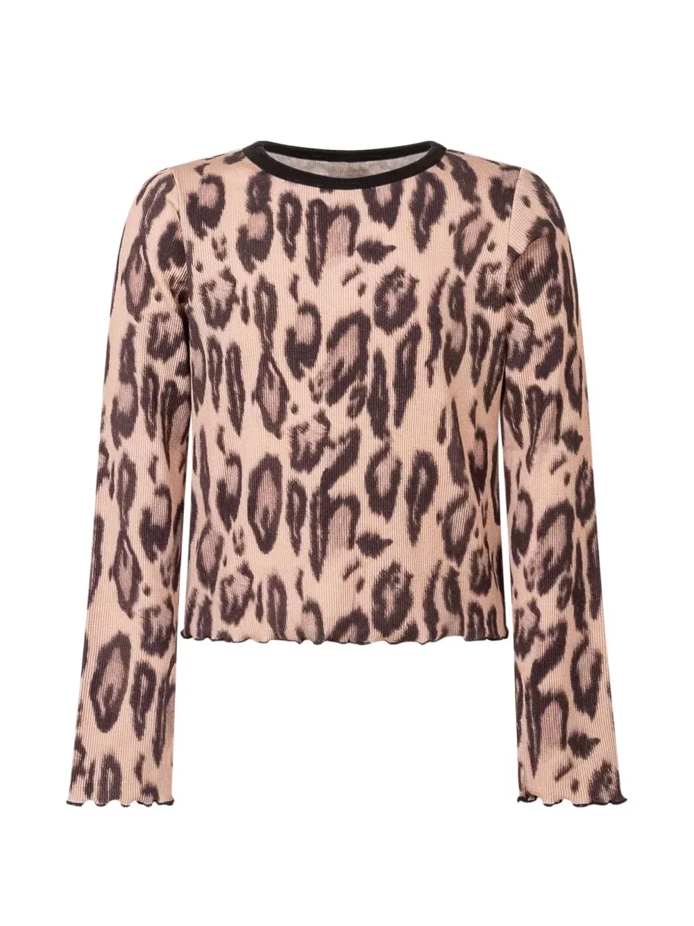 Футболка в рубчик с леопардовым принтом Stella Mccartney Kids, бежевый