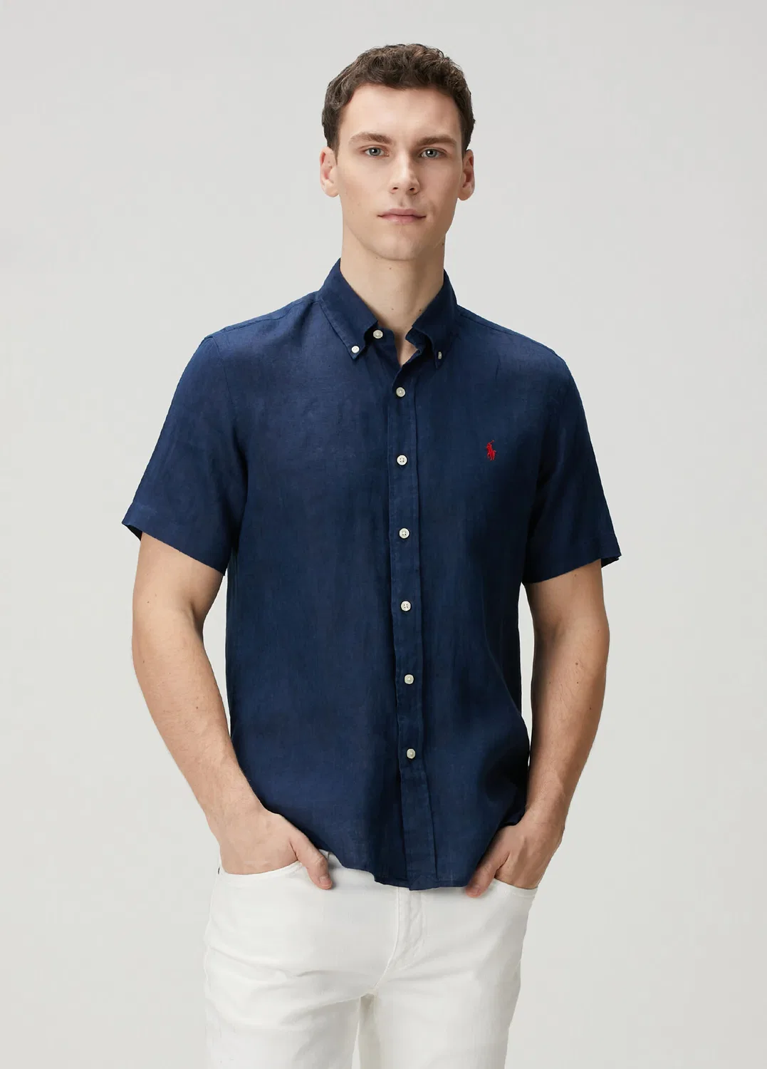 Рубашка хлопковая с коротким рукавом Polo Ralph Lauren, navy