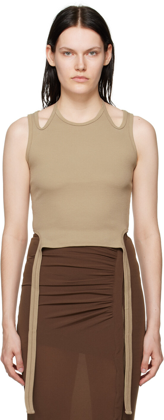 

Эксклюзивная коричневая майка с завязкой на шее SSENSE Dion Lee