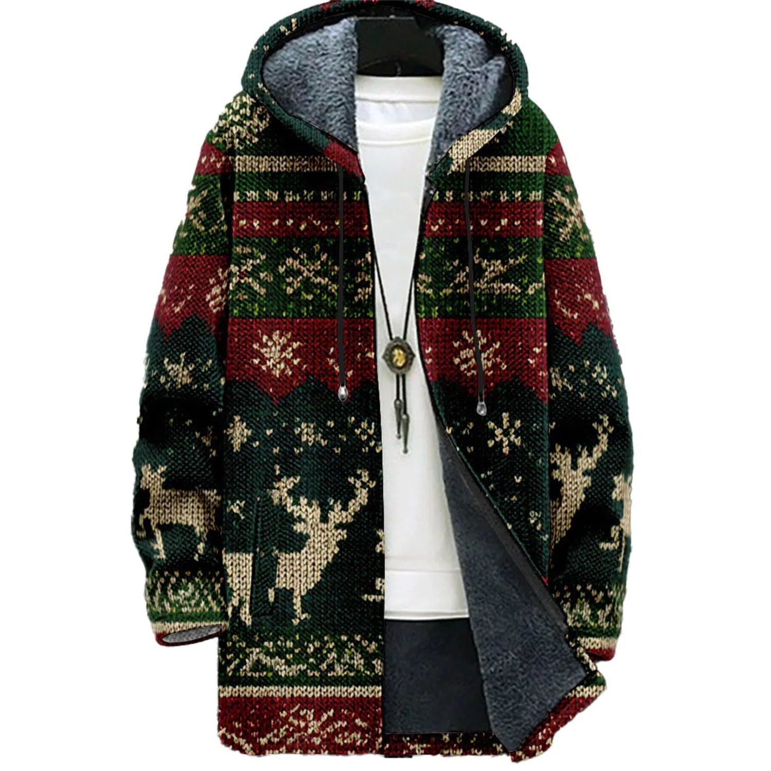 Мужская куртка с капюшоном и принтом 3D Digital Print, Dark Green-14