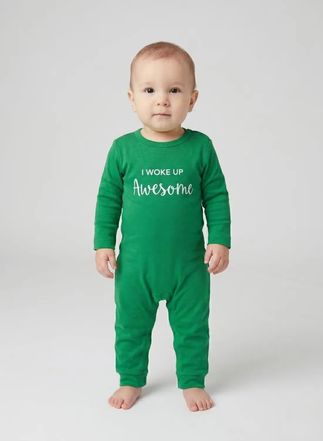 Боди-комбинезон с принтом Baby i woke up awesome Babyqlo, зеленый