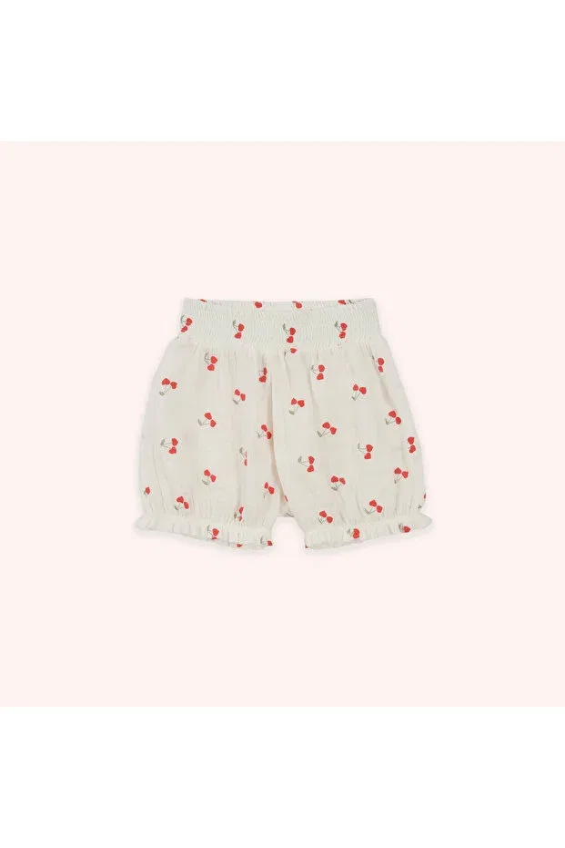 Детские шорты для девочек с принтом Cherry Patterned Panço, 009-White — фото 3