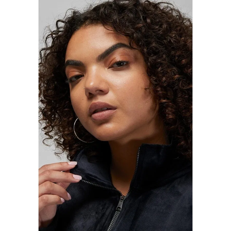 Женский свитшот из велюра Nike Jordan Flight Full Zip Oversize, Черный — фото 3