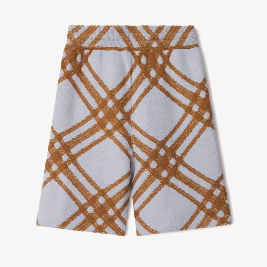 Шорты шерстяные с кашемиром в клетку Boys Slate Wool-Cashmere Check Shorts Burberry, Slate Blue Ip Check — фото 2