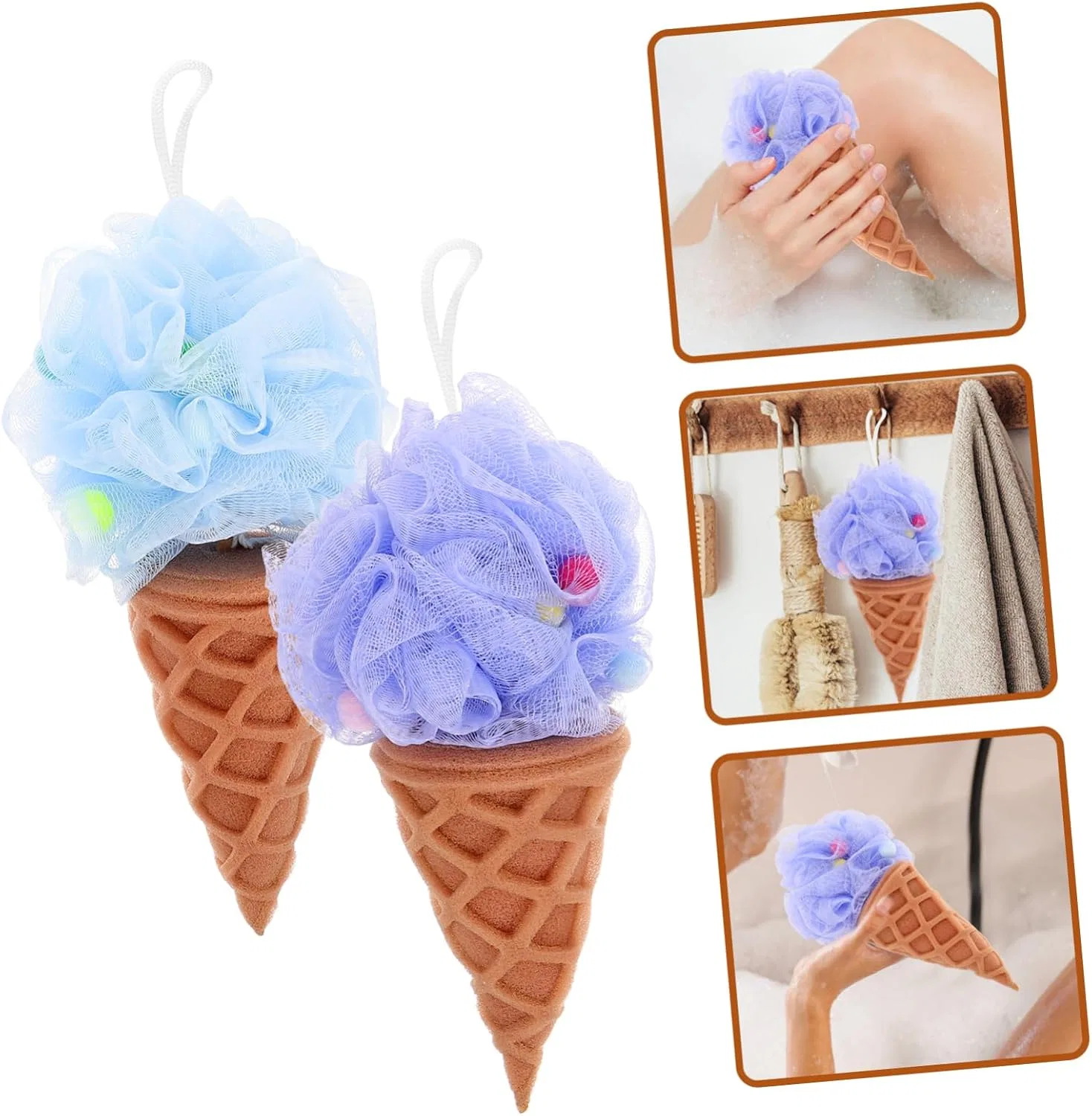 Мочалка для душа, 2 шт, LALADEFIEE, Ледяной дизайн, Nylon и PE, Blue — фото 4