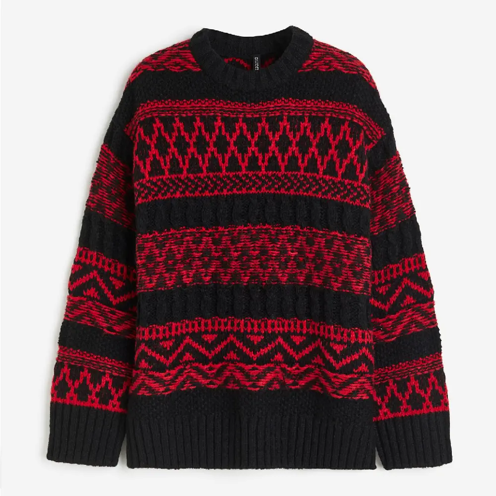 

Свитер H&M Oversized, черный/красный