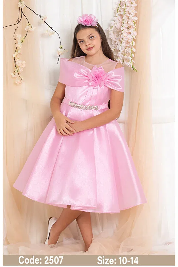 Детское платье для девочек без рукавов Süslü Pink Kids, Powder