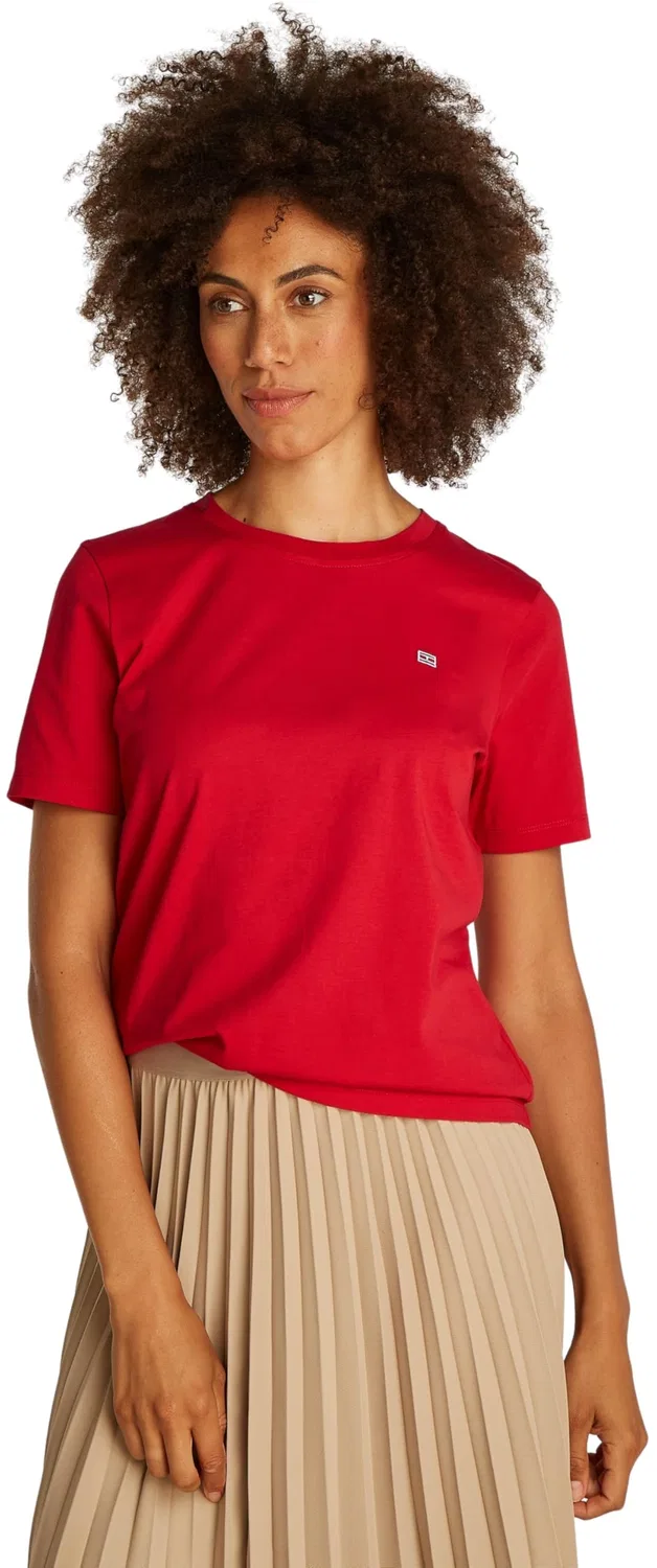Женская футболка с коротким рукавом Contrast Flag Tee Tommy Hilfiger, Red (Primary Red) — фото 2