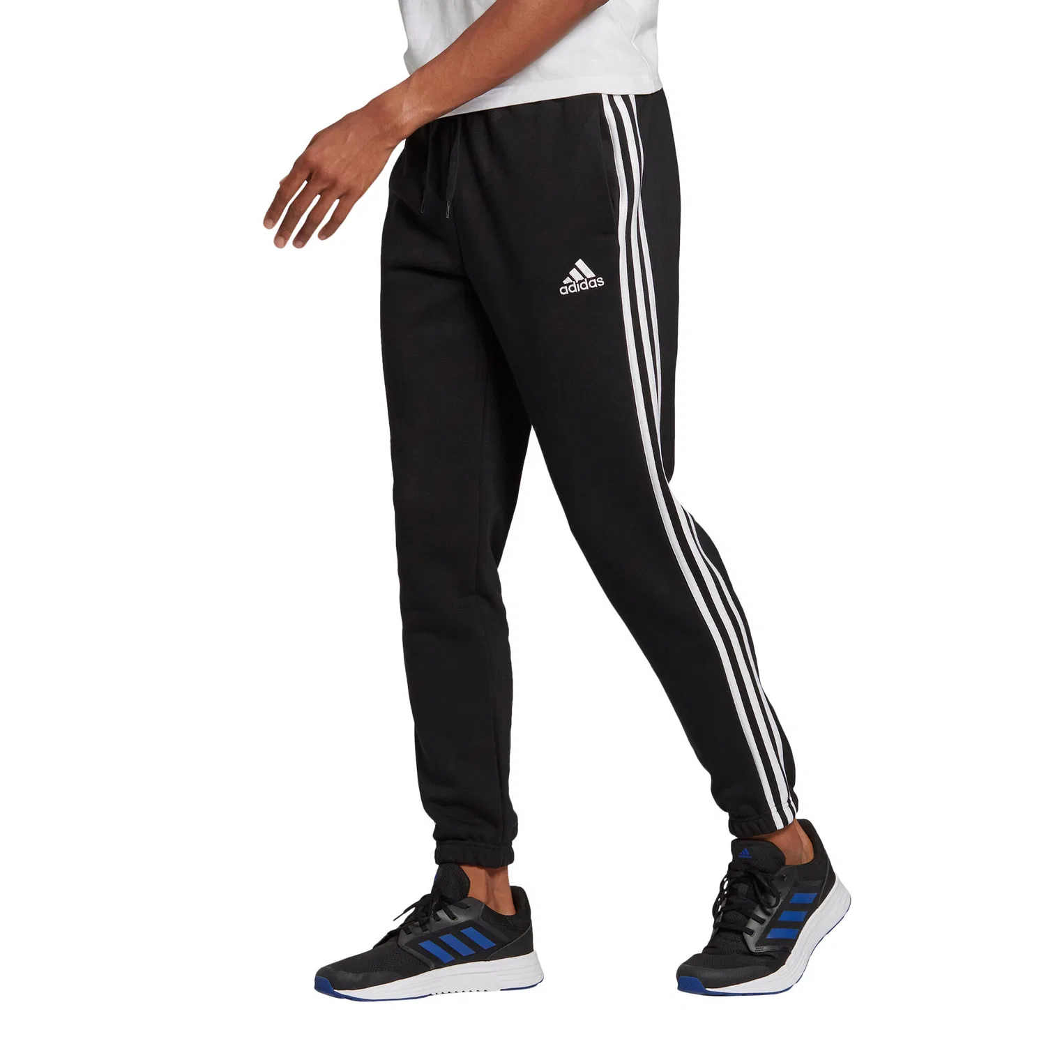 Мужские спортивные брюки с эластичным поясом Essentials Fleece Tapered Elastic Adidas, Schwarz Weiss — фото 3