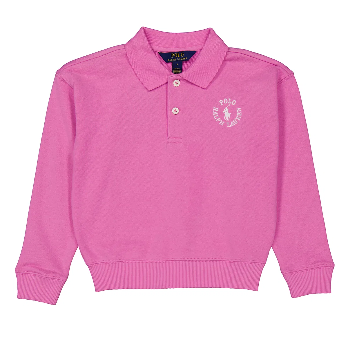 Свитшот-поло из футера с логотипом Girls Logo French Terry Polo Sweatshirt Polo Ralph Lauren, Laguna Pink