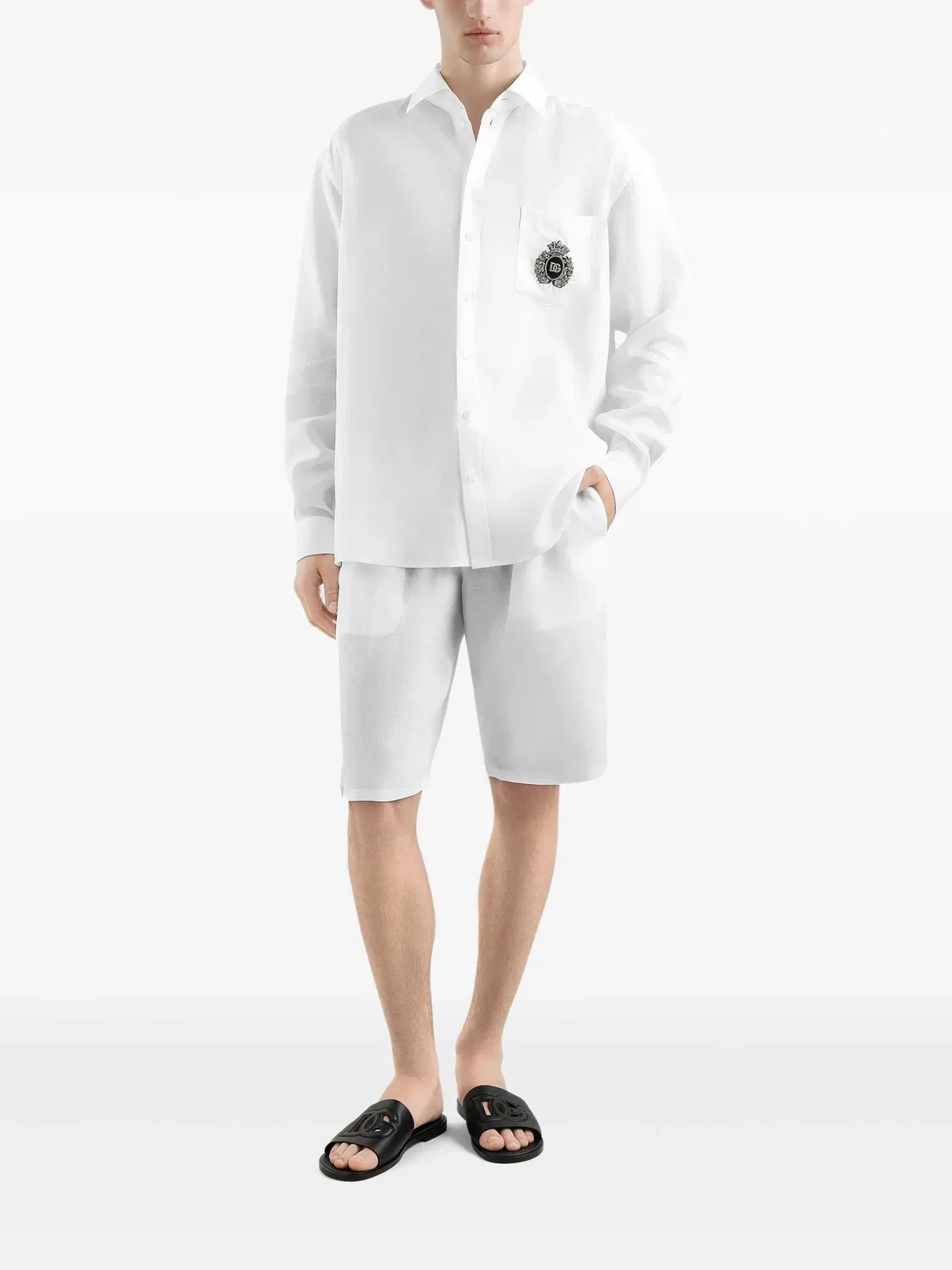 Dolce & Gabbana Рубашка из льна, белая — фото 3