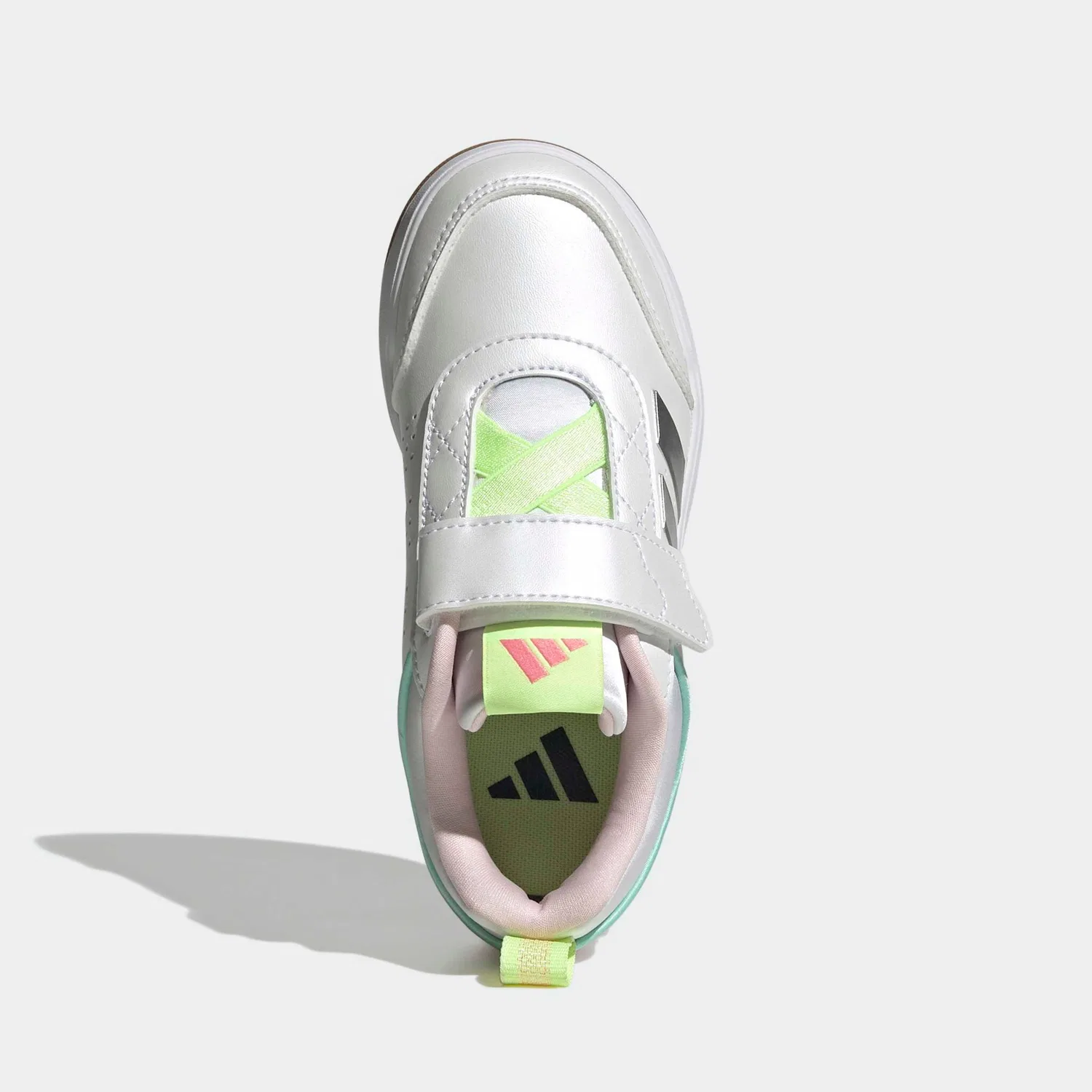 Детские кроссовки с блестящим верхом Adidas Sportswear, Cloud White/Silver Metallic/Clear Pink — фото 4