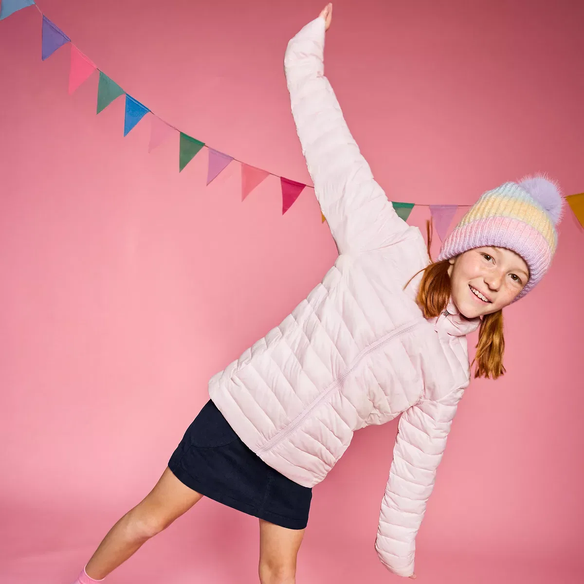 Детская куртка для девочек утепленная с принтом Lands' End, Baby Pink