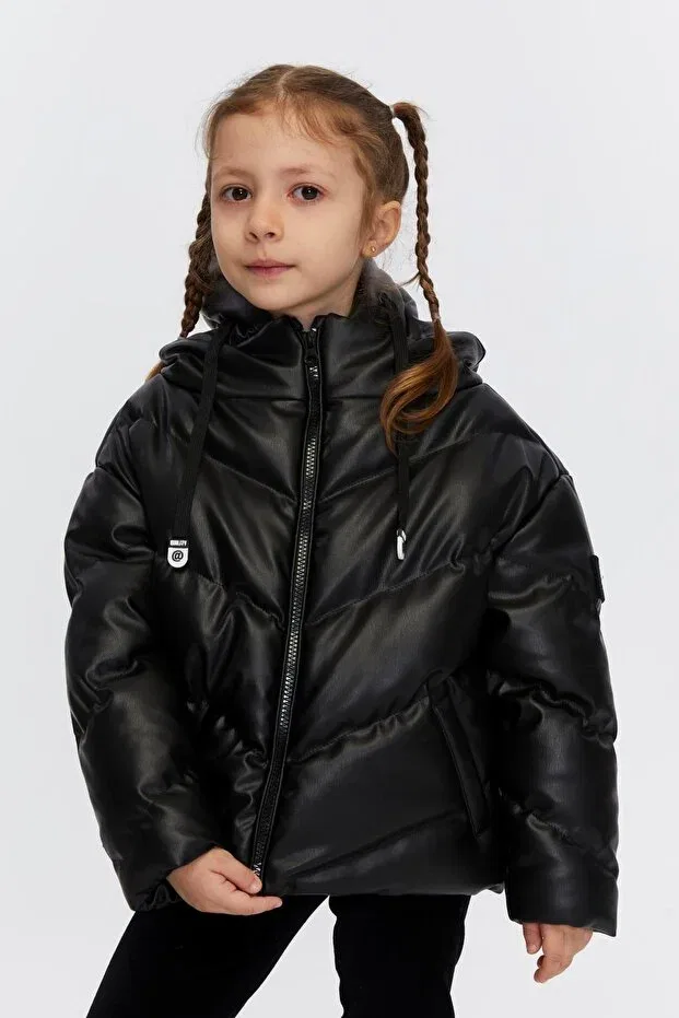 Детский пуховик для девочек с капюшоном Benitto Kids, Black