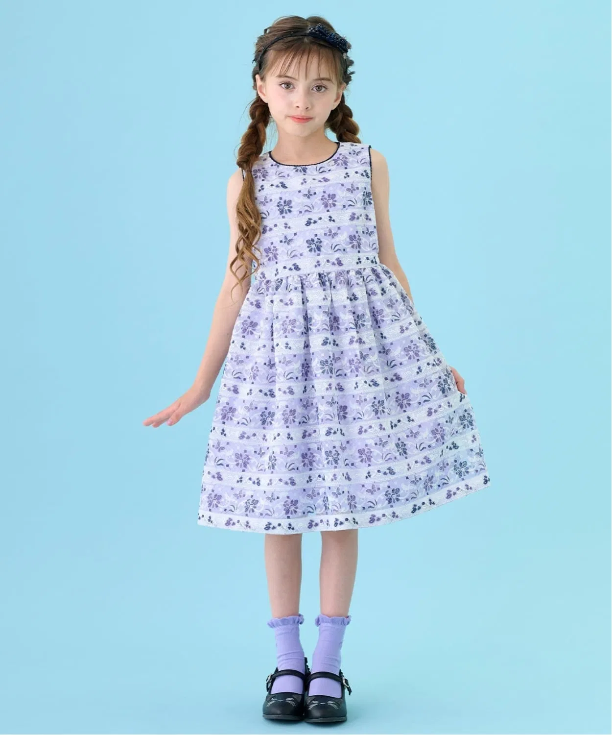 Детское платье-рубашка с вышивкой, с цветочным принтом ANNA SUI mini, Лавандовый