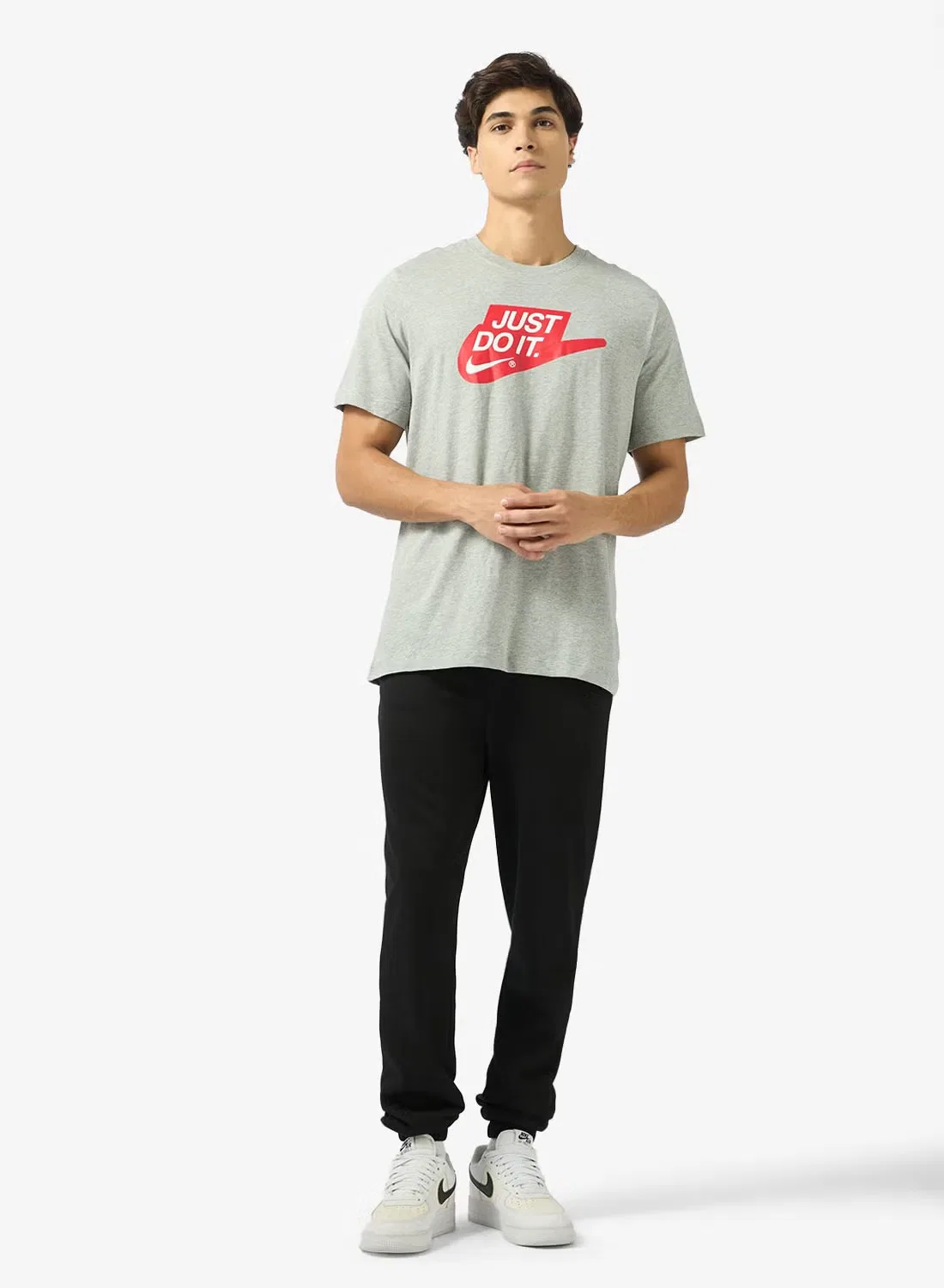 Футболка с принтом Just Do It Nike, серая — фото 4