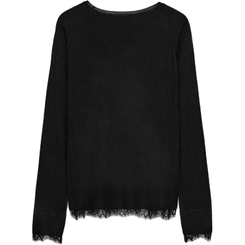 Женский свитер с круглым вырезом Knitwear, ZARA, Black — фото 3