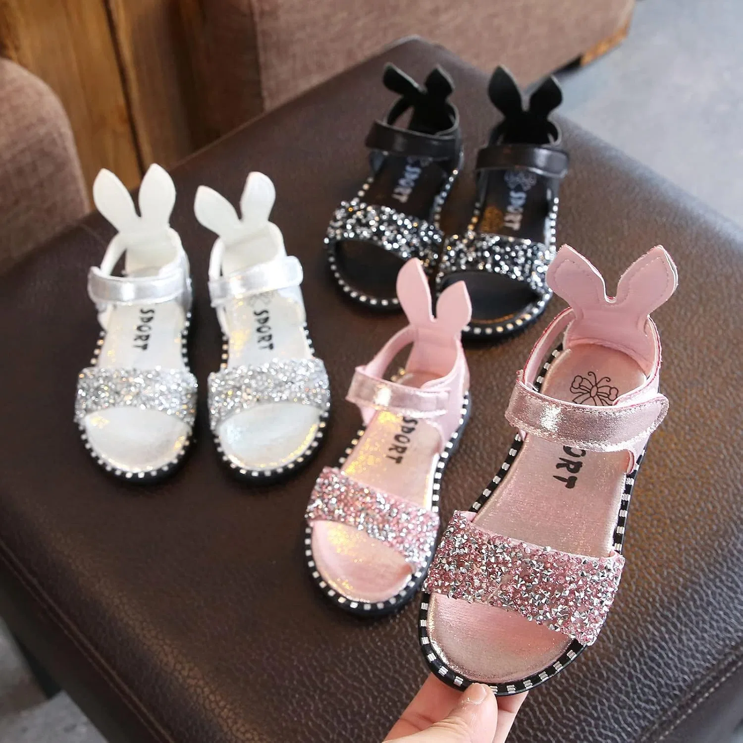 Детские балетки для девочек без застежки Scuff Slippers, Black — фото 4