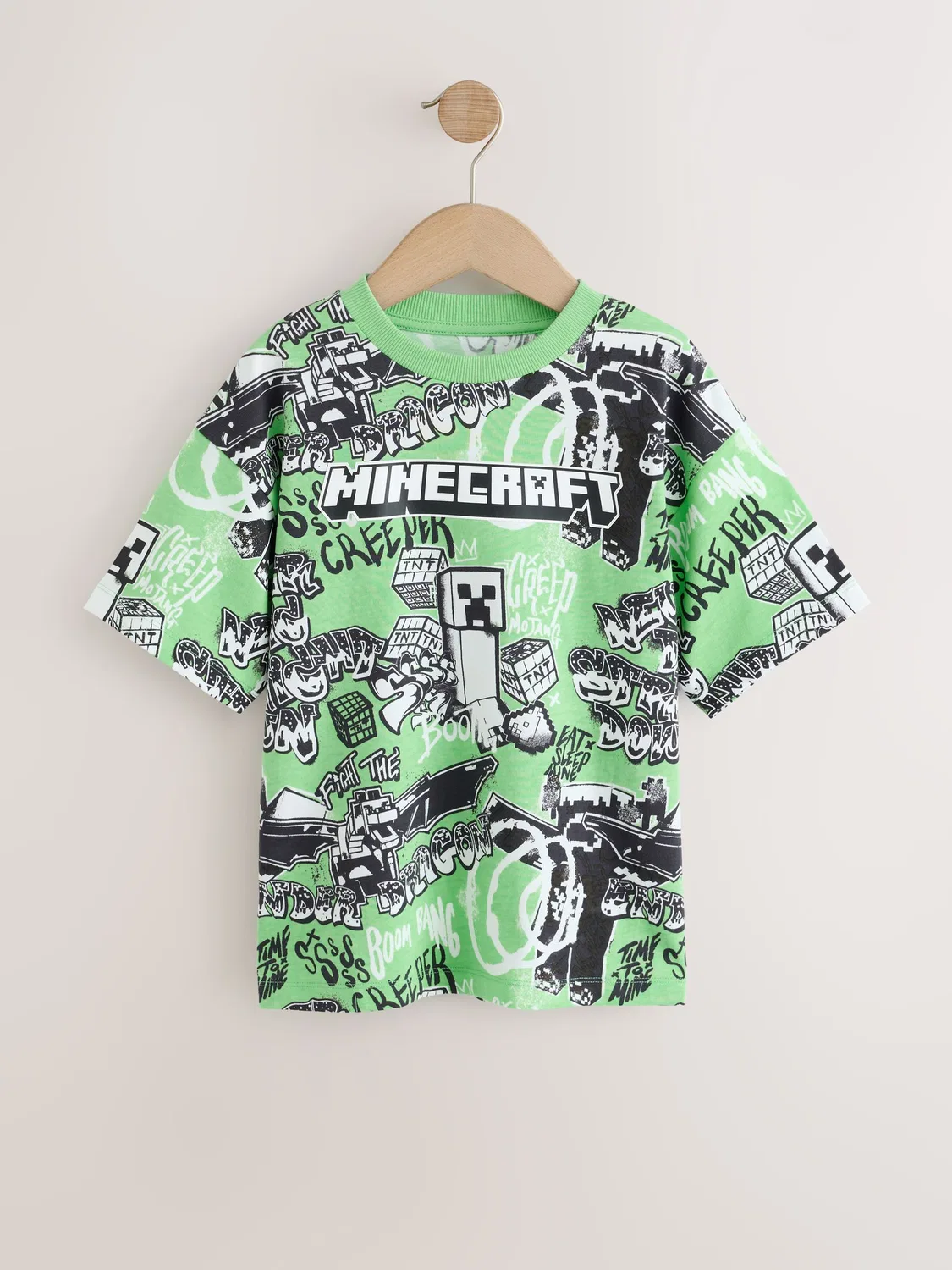 Футболка с принтом Creeper Minecraft Next, лаймовый