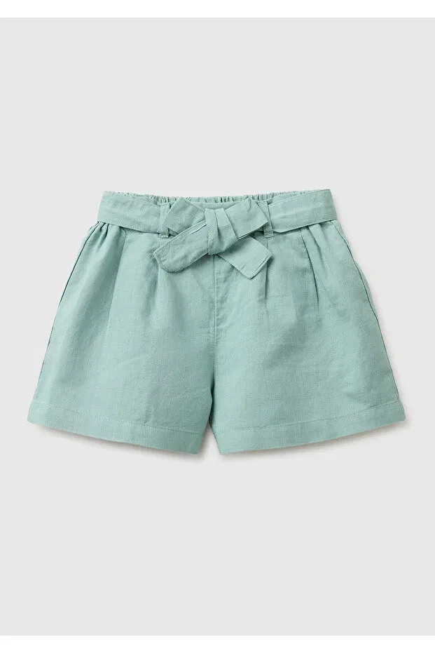Детские шорты для девочек с поясом United Colors Of Benetton, Water Green