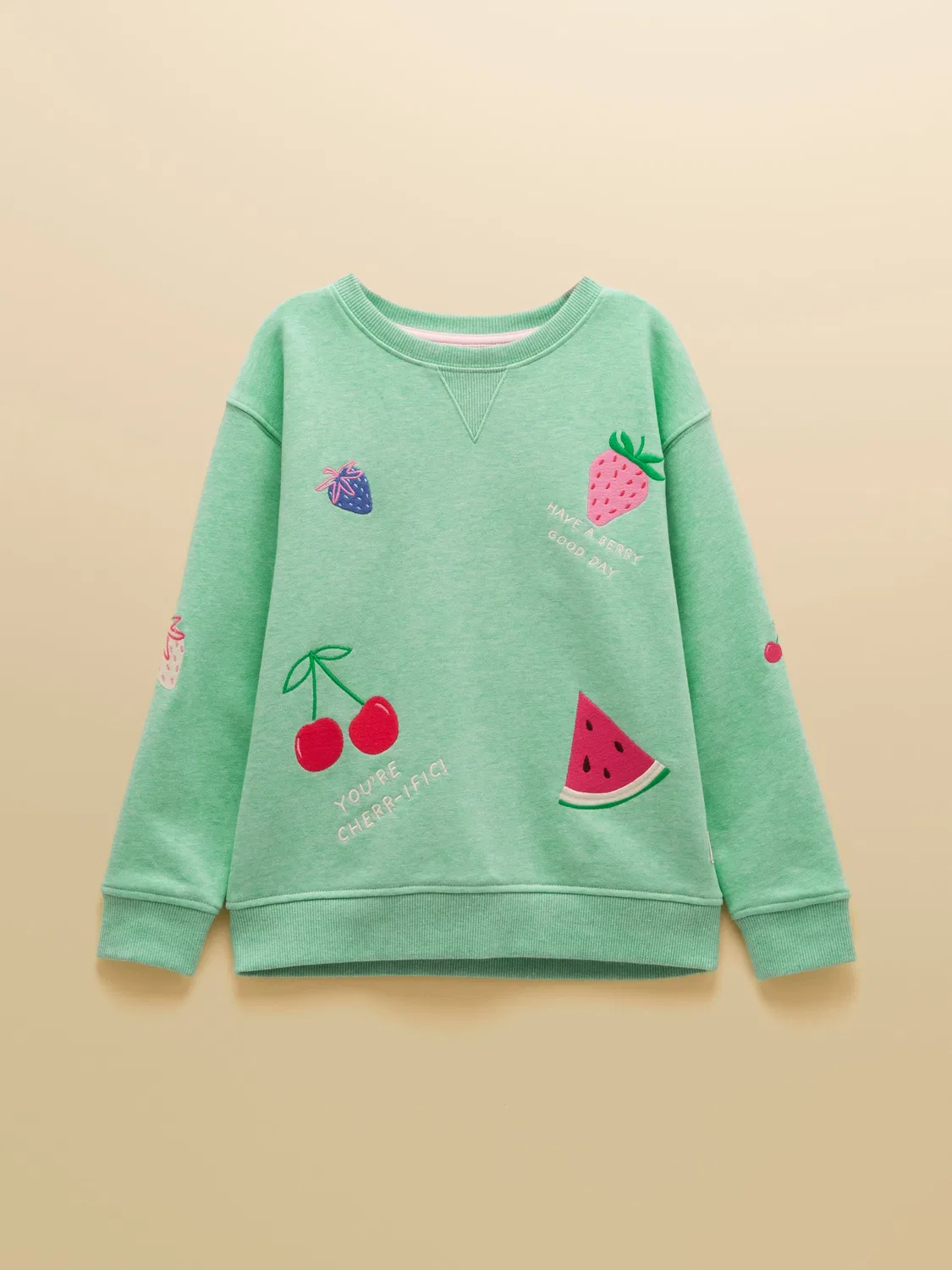 Свитшот с вышивкой Joules Summerdays, зеленый — фото 2