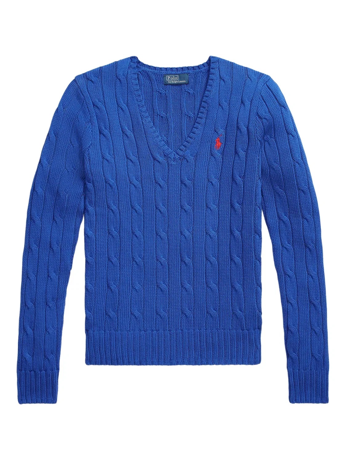 Свитер с V-образным вырезом и косичкой Polo Ralph Lauren, синий