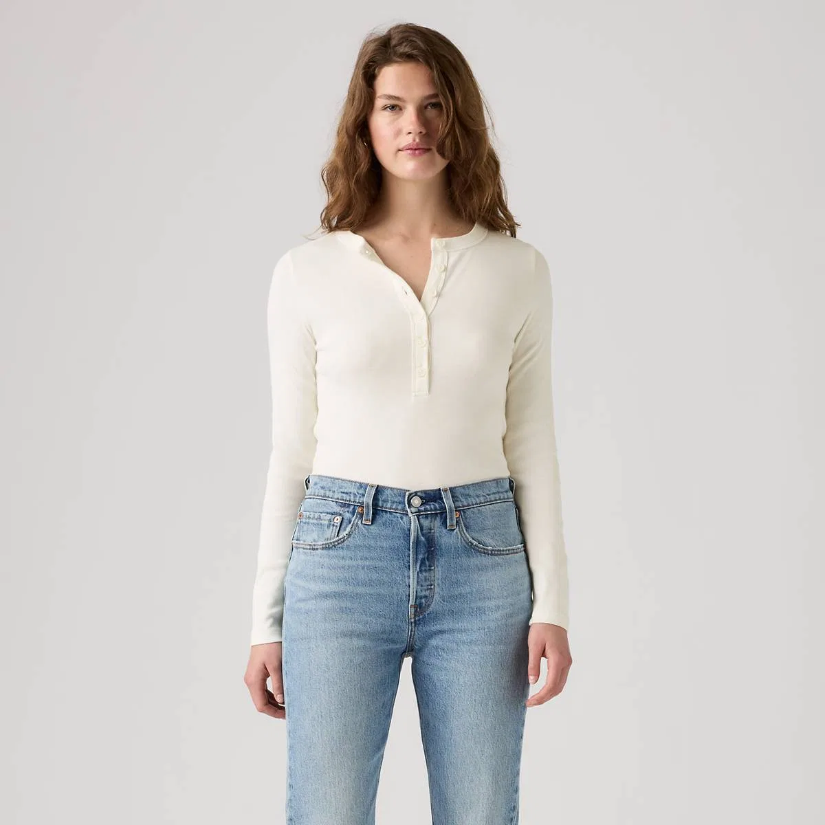 Незаменимая футболка-поло с длинными рукавами Levi's, Egret - White — фото 3