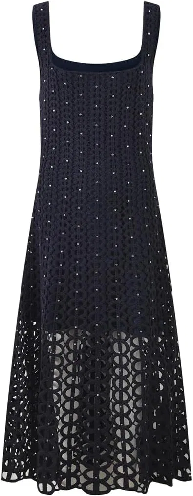 Женское вязаное платье-майка с вырезами, Navy Blue